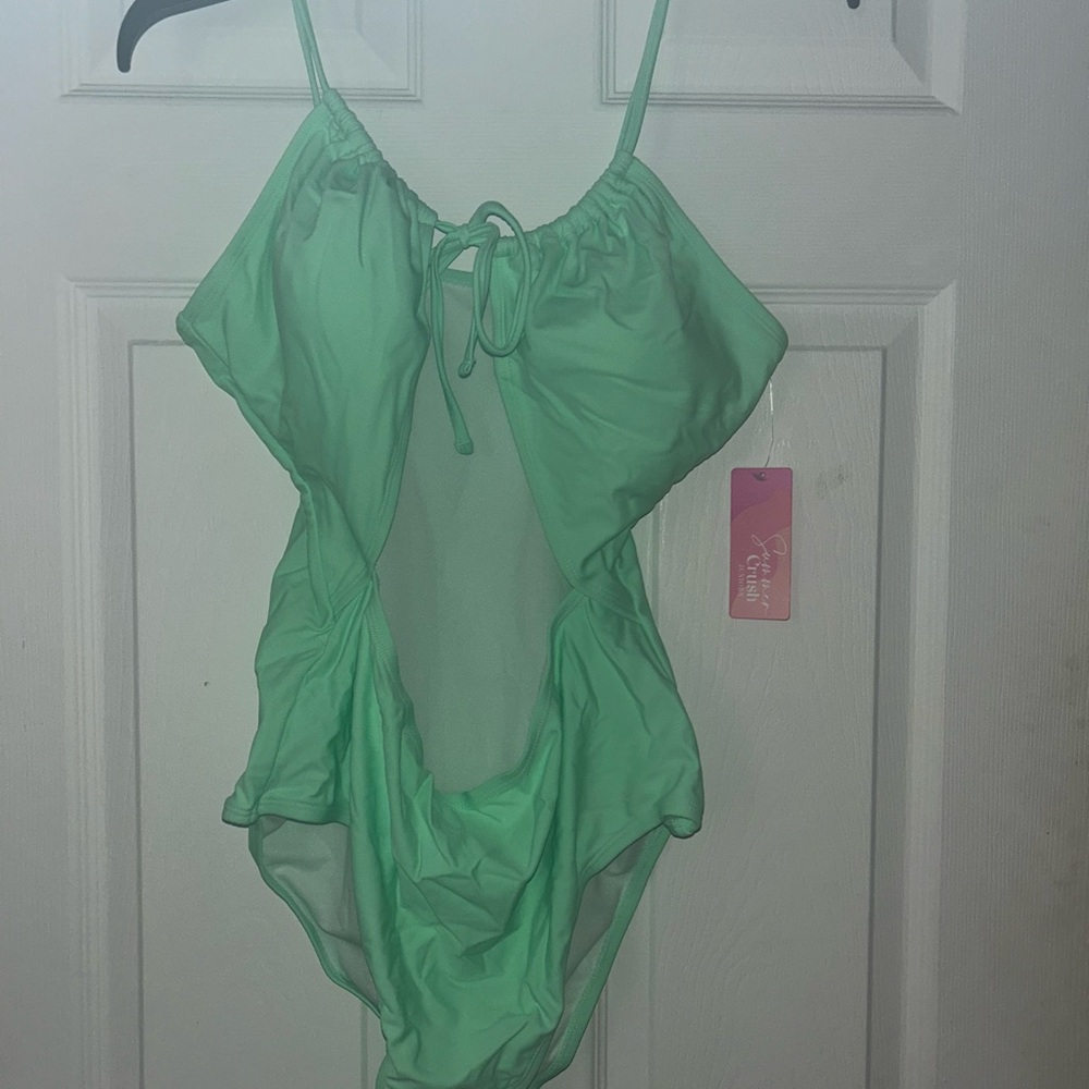 Mint Green Cutout One-Piece Swimsuit